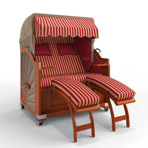 Strandkorb Keitum Mahagoni 130 cm Rattangeflecht Dessin Porto 82333 - Strandkorb Fachhandel Prieß