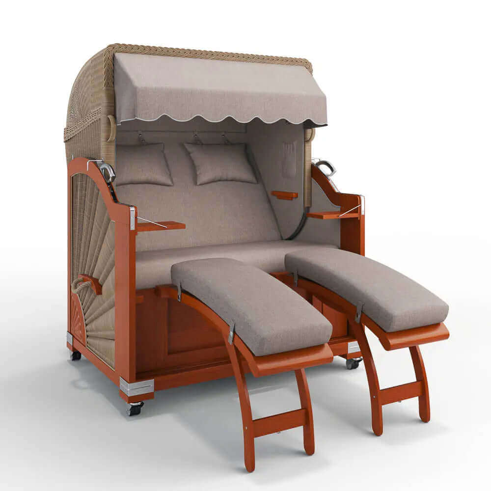 Strandkorb Keitum Mahagoni 130 cm Rattangeflecht Dessin Sebastian 31420 - Strandkorb Fachhandel Prieß