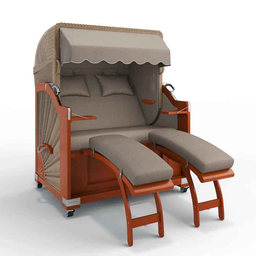 Strandkorb Keitum Mahagoni 130 cm Rattangeflecht Dessin Sebastian 31421 - Strandkorb Fachhandel Prieß