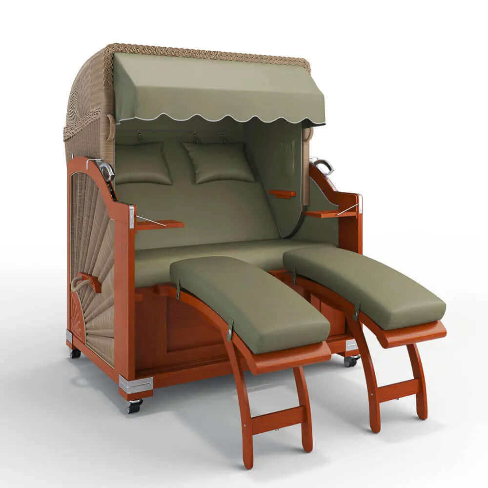 Strandkorb Keitum Mahagoni 130 cm Rattangeflecht Dessin Sebastian 31416 - Strandkorb Fachhandel Prieß