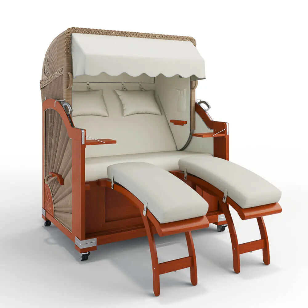 Strandkorb Keitum Mahagoni 130 cm Rattangeflecht Dessin Sebastian 31417 - Strandkorb Fachhandel Prieß
