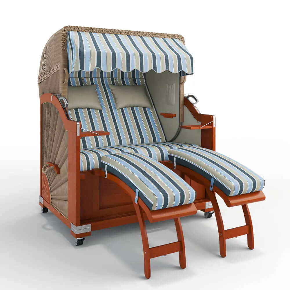 Strandkorb Keitum Mahagoni 130 cm Rattangeflecht Dessin Valencia 65205 - Strandkorb Fachhandel Prieß