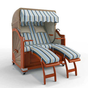 Strandkorb Keitum Mahagoni 130 cm Rattangeflecht Dessin Valencia 65205 - Strandkorb Fachhandel Prieß