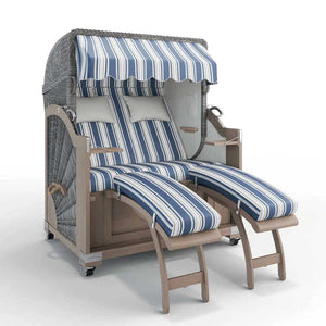 Strandkorb Keitum Vintage Teak 130 cm Rattangeflecht Dessin Granada 55205 - Strandkorb Fachhandel Prieß