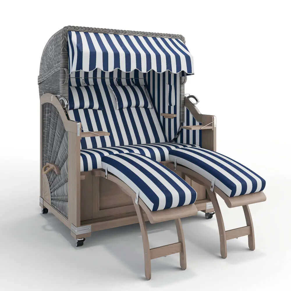 Strandkorb Keitum Vintage Teak 130 cm Rattangeflecht Dessin Hamburg 45925 - Strandkorb Fachhandel Prieß