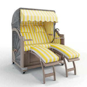 Strandkorb Keitum Vintage Teak 130 cm Rattangeflecht Dessin Hamburg 45901 - Strandkorb Fachhandel Prieß