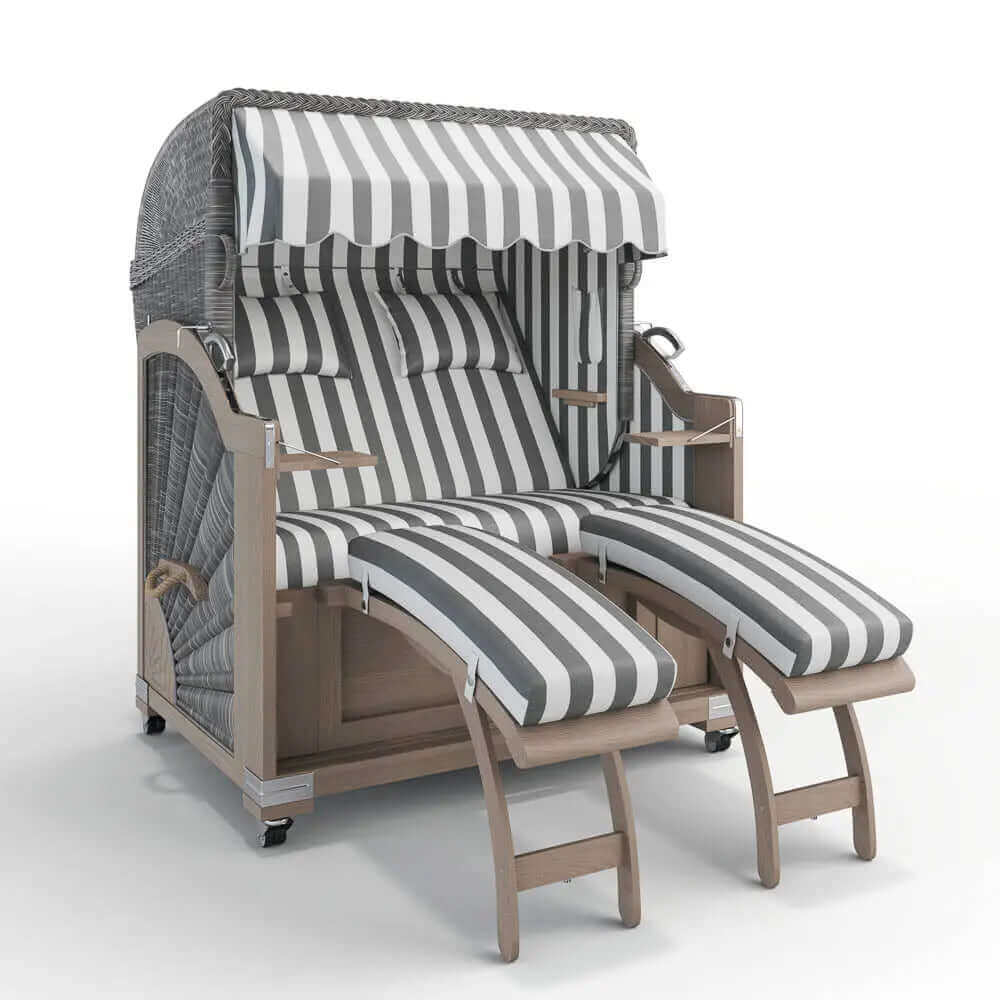 Strandkorb Keitum Vintage Teak 130 cm Rattangeflecht Dessin Hamburg 45991 - Strandkorb Fachhandel Prieß