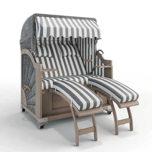 Strandkorb Keitum Vintage Teak 130 cm Rattangeflecht Dessin Hamburg 45991 - Strandkorb Fachhandel Prieß