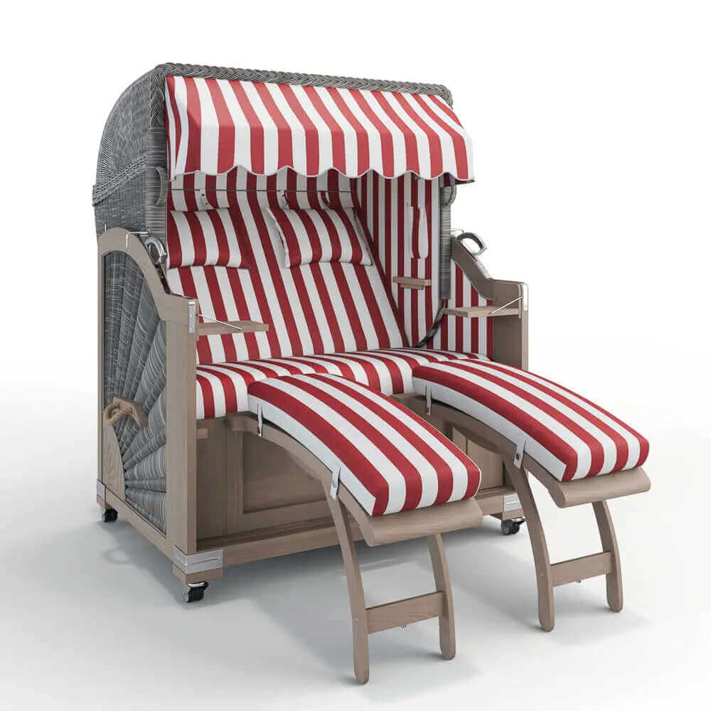 Strandkorb Keitum Vintage Teak 130 cm Rattangeflecht Dessin Hamburg 45903 - Strandkorb Fachhandel Prieß