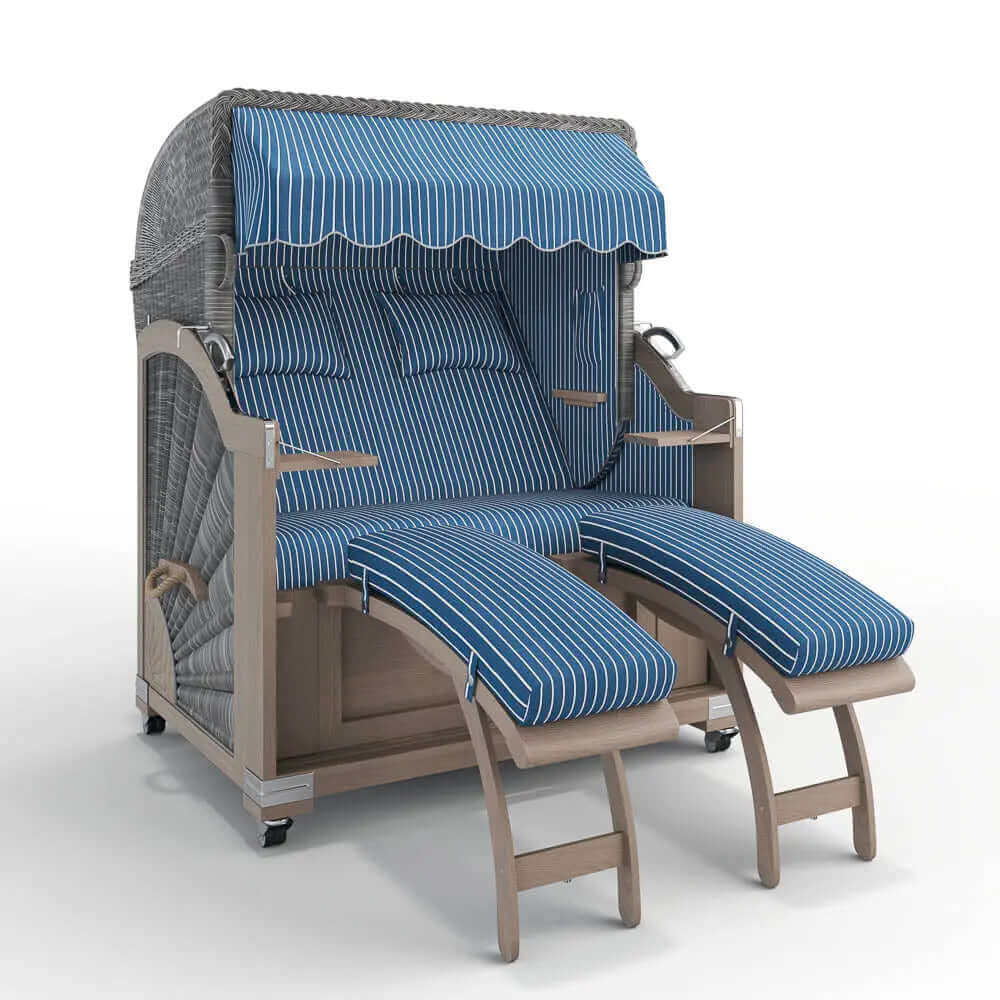 Strandkorb Keitum Vintage Teak 130 cm Rattangeflecht Dessin Hannover 95405 - Strandkorb Fachhandel Prieß