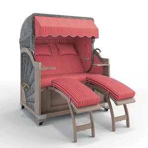 Strandkorb Keitum Vintage Teak 130 cm Rattangeflecht Dessin Hannover 95403 - Strandkorb Fachhandel Prieß