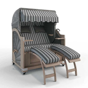 Strandkorb Keitum Vintage Teak 130 cm Rattangeflecht Dessin Ibiza 64208 - Strandkorb Fachhandel Prieß