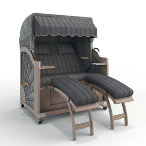 Strandkorb Keitum Vintage Teak 130 cm Rattangeflecht Dessin Innsbruck 42665 - Strandkorb Fachhandel Prieß