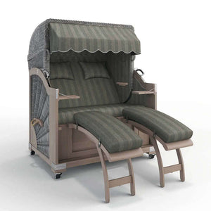 Strandkorb Keitum Vintage Teak 130 cm Rattangeflecht Dessin Innsbruck 42640 - Strandkorb Fachhandel Prieß