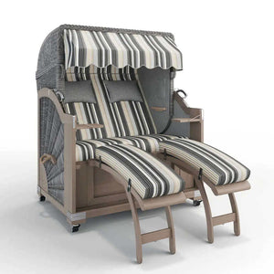 Strandkorb Keitum Vintage Teak 130 cm Rattangeflecht Dessin Lissabon 52218 - Strandkorb Fachhandel Prieß