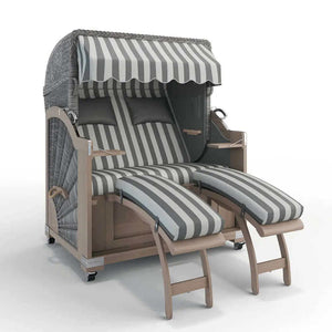 Strandkorb Keitum Vintage Teak 130 cm Rattangeflecht Dessin Marbella 62608 - Strandkorb Fachhandel Prieß