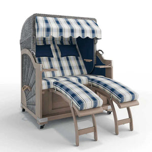 Strandkorb Keitum Vintage Teak 130 cm Rattangeflecht Dessin Maspalomas 26105 - Strandkorb Fachhandel Prieß