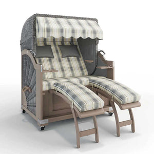 Strandkorb Keitum Vintage Teak 130 cm Rattangeflecht Dessin Maspalomas 26103 - Strandkorb Fachhandel Prieß