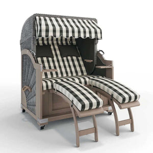 Strandkorb Keitum Vintage Teak 130 cm Rattangeflecht Dessin München 48108 - Strandkorb Fachhandel Prieß