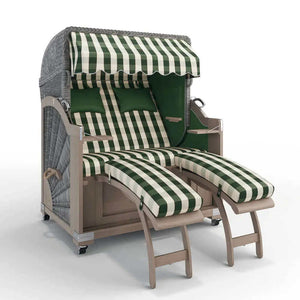 Strandkorb Keitum Vintage Teak 130 cm Rattangeflecht Dessin München 48106 - Strandkorb Fachhandel Prieß
