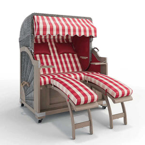 Strandkorb Keitum Vintage Teak 130 cm Rattangeflecht Dessin München 48103 - Strandkorb Fachhandel Prieß