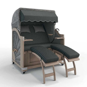 Strandkorb Keitum Vintage Teak 130 cm Rattangeflecht Dessin New York 57474 - Strandkorb Fachhandel Prieß