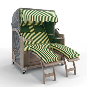 Strandkorb Keitum Vintage Teak 130 cm Rattangeflecht Dessin Porto 82336 - Strandkorb Fachhandel Prieß