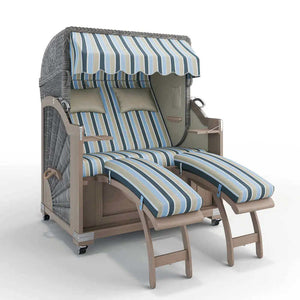 Strandkorb Keitum Vintage Teak 130 cm Rattangeflecht Dessin Valencia 65205 - Strandkorb Fachhandel Prieß