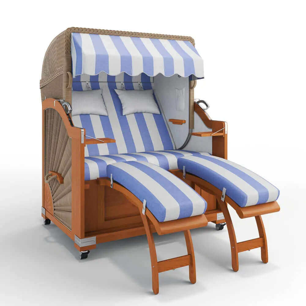 Strandkorb Keitum Teak 130 cm Rattangeflecht Dessin Barcelona 63605 - Strandkorb Fachhandel Prieß