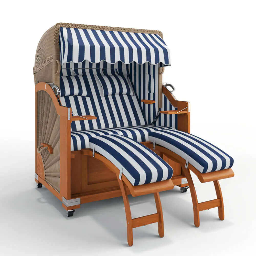 Strandkorb Keitum Teak 130 cm Rattangeflecht Dessin Hamburg 45925 - Strandkorb Fachhandel Prieß