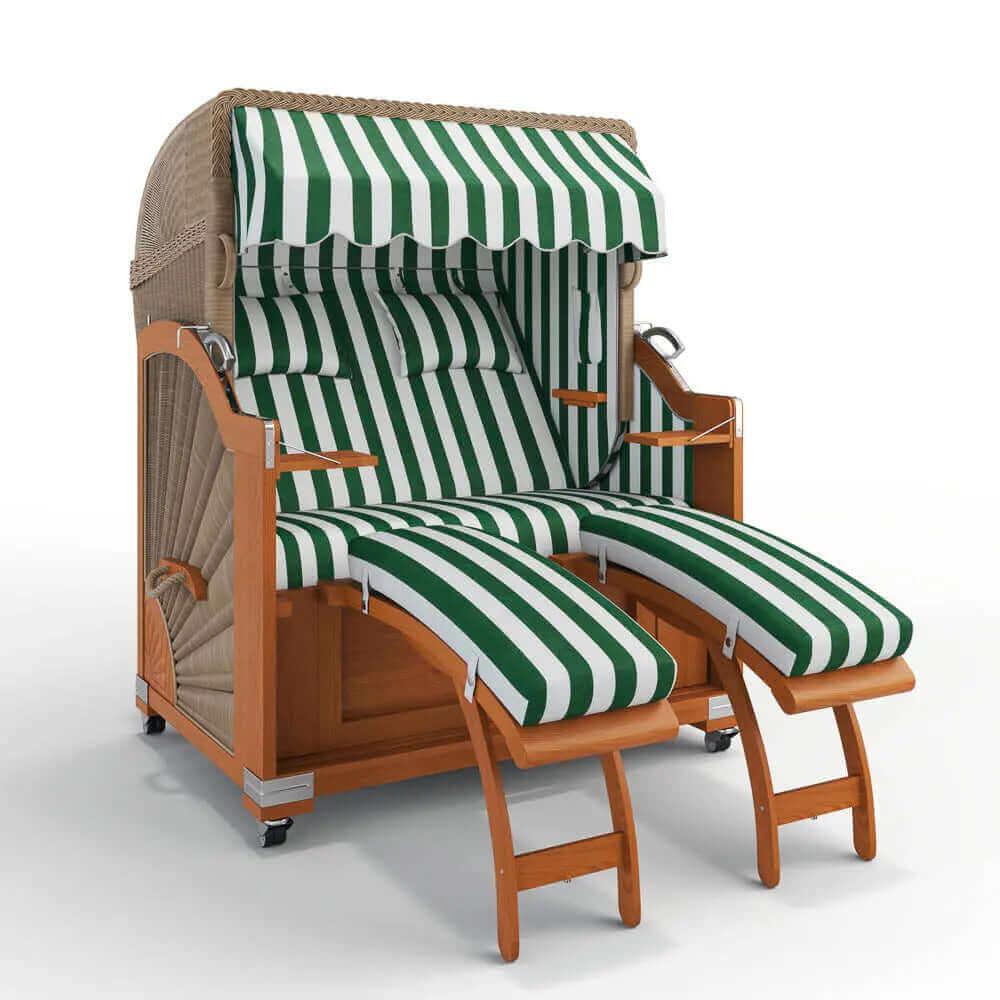 Strandkorb Keitum Teak 130 cm Rattangeflecht Dessin Hamburg 45926 - Strandkorb Fachhandel Prieß