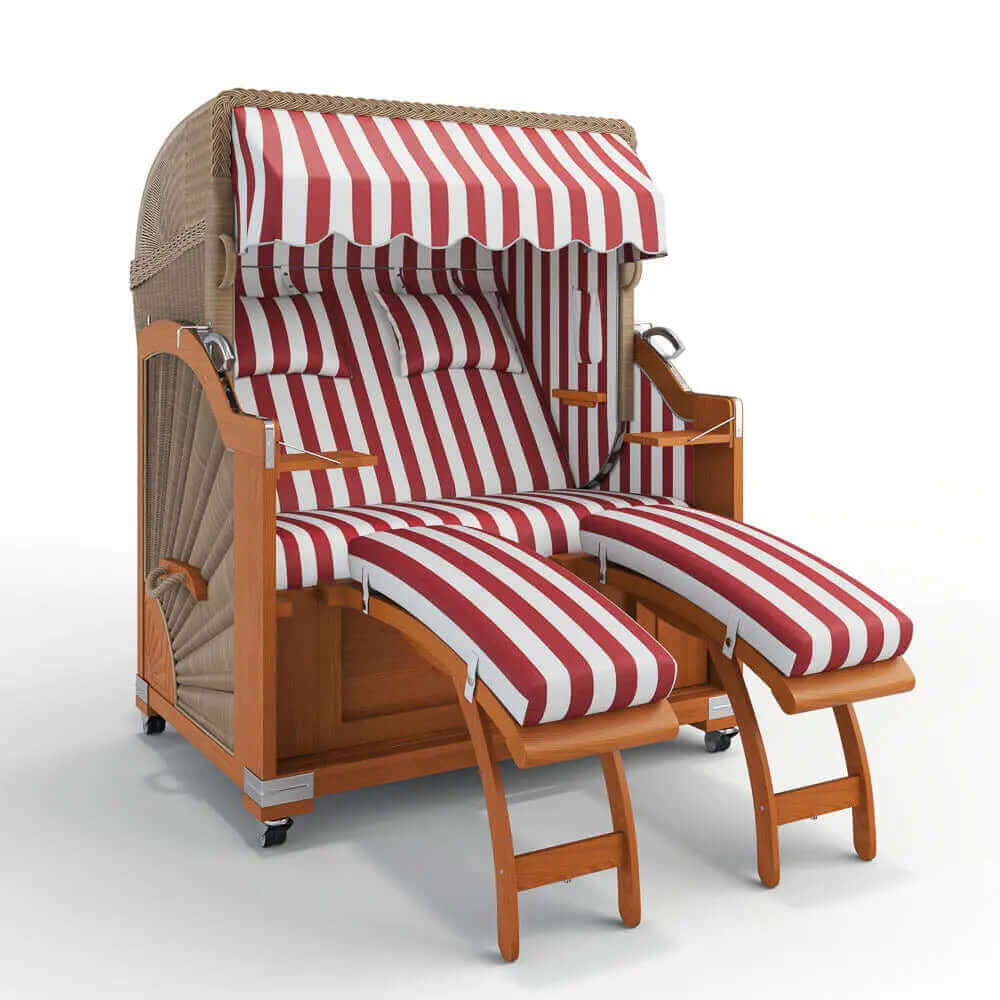 Strandkorb Keitum Teak 130 cm Rattangeflecht Dessin Hamburg 45903 - Strandkorb Fachhandel Prieß