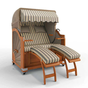 Strandkorb Keitum Teak 130 cm Rattangeflecht Dessin Menorca 72158 - Strandkorb Fachhandel Prieß