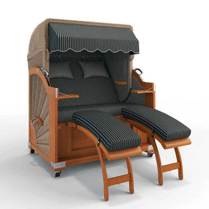 Strandkorb Keitum Teak 130 cm Rattangeflecht Dessin New York 57474 - Strandkorb Prieß