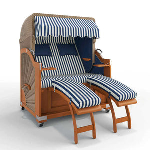 Strandkorb Keitum Teak 130 cm Rattangeflecht Dessin Porto 82335 - Strandkorb Fachhandel Prieß