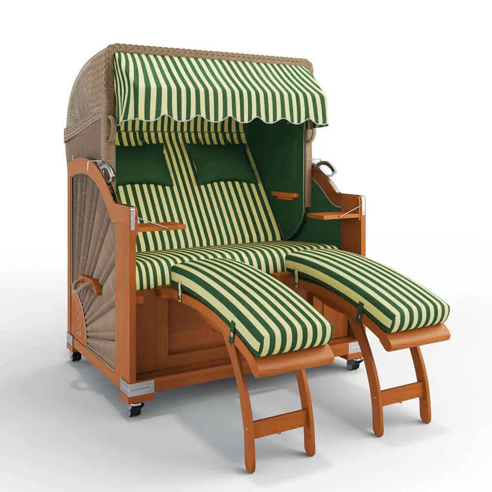 Strandkorb Keitum Teak 130 cm Rattangeflecht Dessin Porto 82336 - Strandkorb Fachhandel Prieß