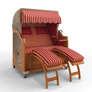Strandkorb Keitum Teak 130 cm Rattangeflecht Dessin Porto 82333 - Strandkorb Fachhandel Prieß