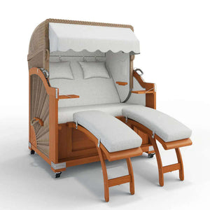 Strandkorb Keitum Teak 130 cm Rattangeflecht Dessin Amsterdam 26200 - Strandkorb Fachhandel Prieß