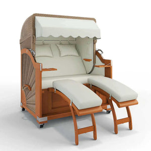 Strandkorb Keitum Teak 130 cm Rattangeflecht Dessin Rotterdam 25100 - Strandkorb Fachhandel Prieß