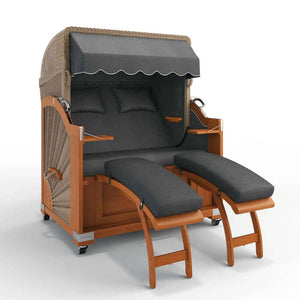 Strandkorb Keitum Teak 130 cm Rattangeflecht Dessin San Sebastian 31418 - Strandkorb Fachhandel Prieß