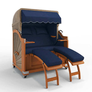 Strandkorb Keitum Teak 130 cm Rattangeflecht Dessin San Sebastian 31415 - Strandkorb Fachhandel Prieß