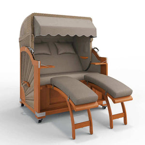 Strandkorb Keitum Teak 130 cm Rattangeflecht Dessin San Sebastian 31421 - Strandkorb Fachhandel Prieß