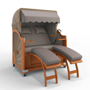 Strandkorb Keitum Teak 130 cm Rattangeflecht Dessin San Sebastian 31419 - Strandkorb Fachhandel Prieß