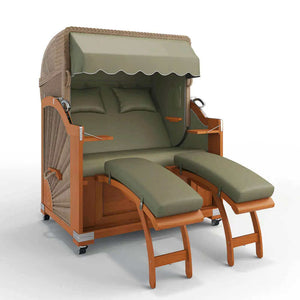 Strandkorb Keitum Teak 130 cm Rattangeflecht Dessin San Sebastian 31416 - Strandkorb Fachhandel Prieß
