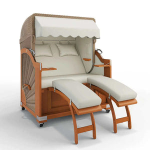 Strandkorb Keitum Teak 130 cm Rattangeflecht Dessin San Sebastian 31417 - Strandkorb Fachhandel Prieß