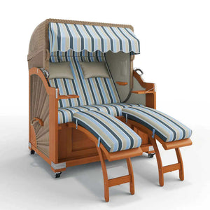 Strandkorb Keitum Teak 130 cm Rattangeflecht Dessin Valencia 65205 - Strandkorb Fachhandel Prieß