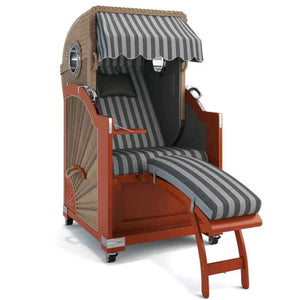 Strandkorb List Mahagoni 85cm Rattangeflecht Dessin Ibiza grau 64208 - Strandkorb Fachhandel Prieß