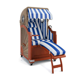 Strandkorb List Mahagoni 85cm Rattangeflecht Dessin PVC Blockstreifen abwaschbar 40025 - Strandkorb Fachhandel Prieß