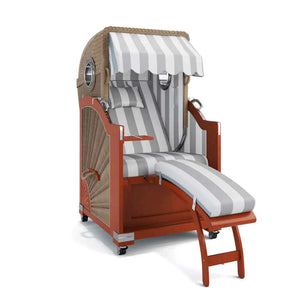 Strandkorb List Mahagoni 85cm Rattangeflecht Dessin PVC Blockstreifen abwaschbar 40008 - Strandkorb Fachhandel Prieß