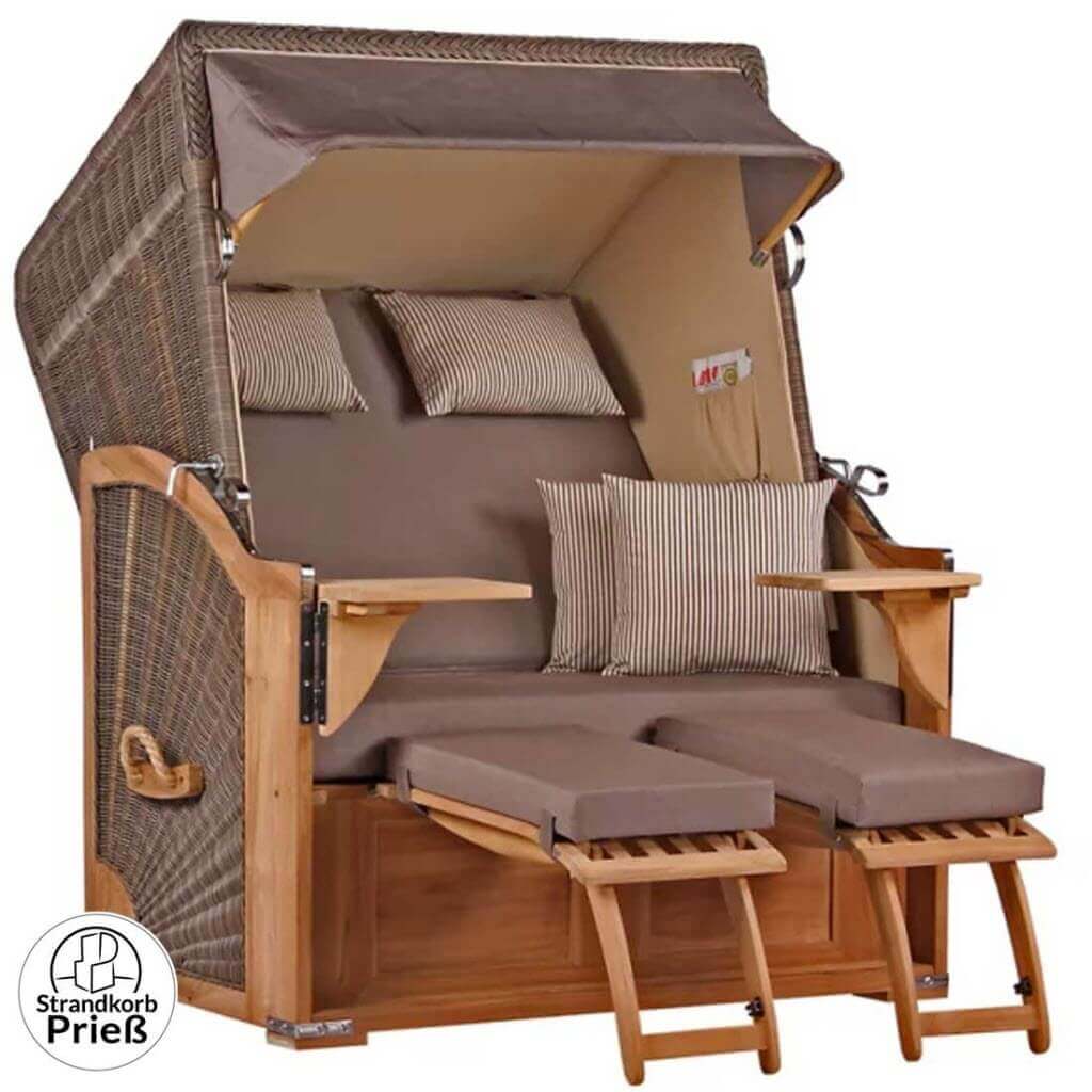 Strandkorb Seeblick Teak PE grey 2-Sitzer Dessin 534-1 - Strandkorb Fachhandel Prieß